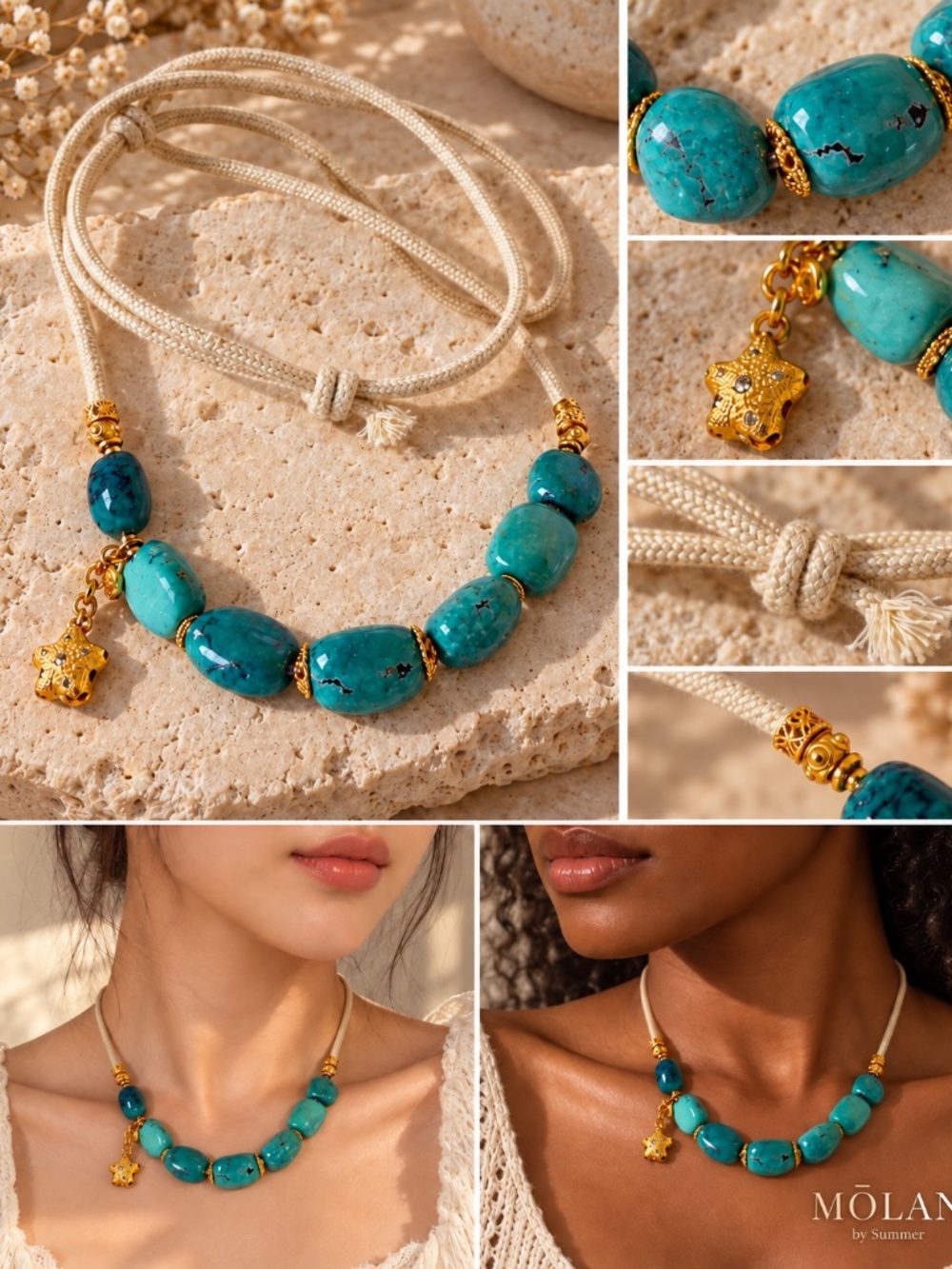 MŌLAN | Pure Natural Turquoise Star Necklace | One of One